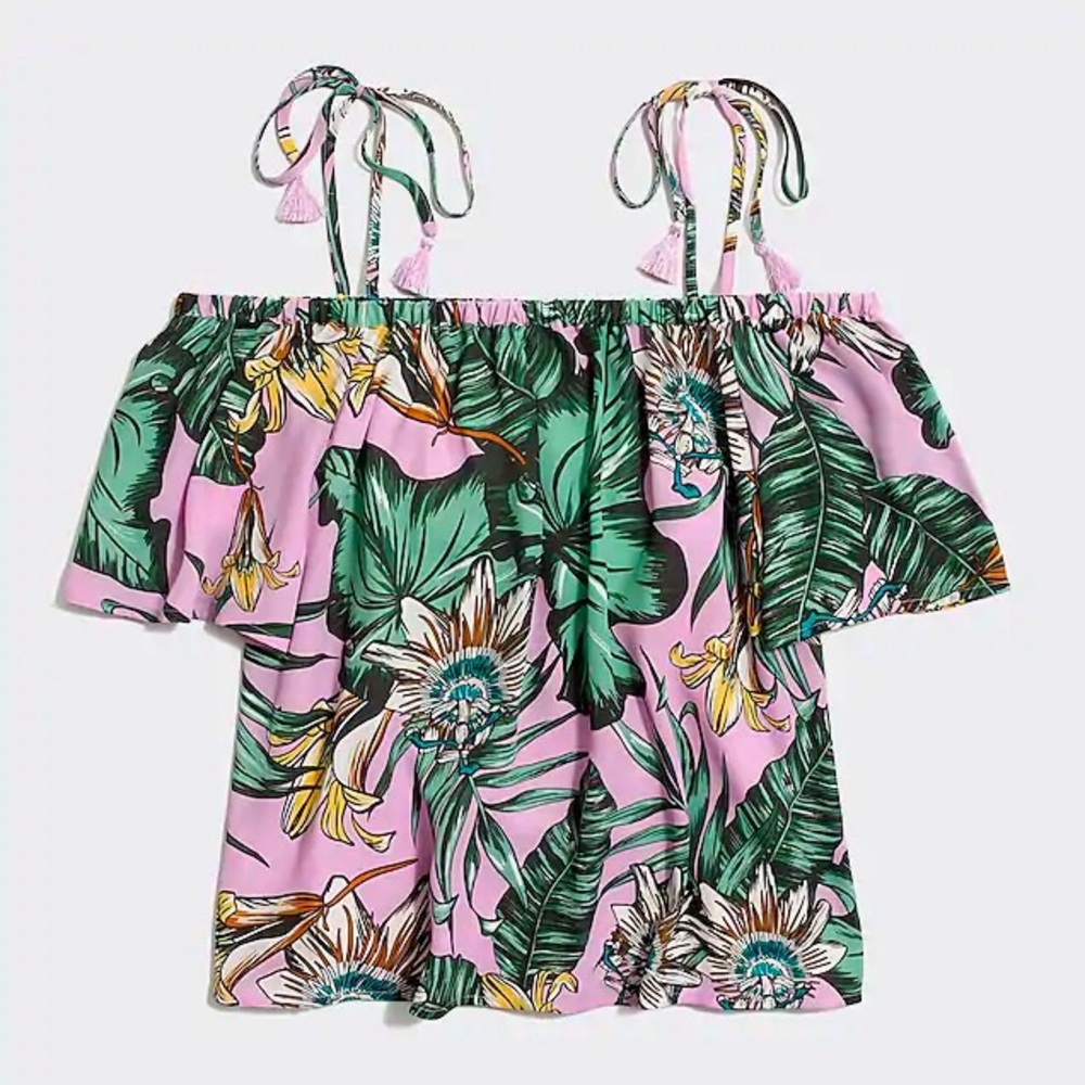 NWT J.Crew Floral Cold Shoulder Top